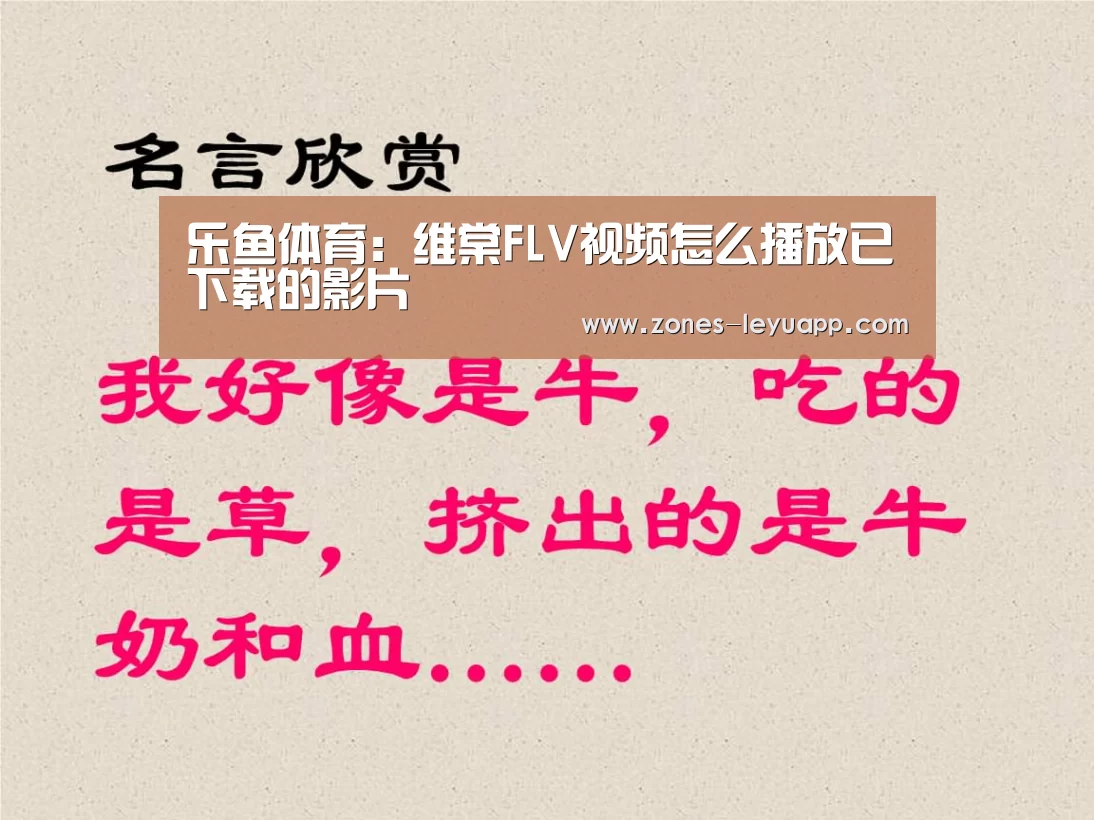 乐鱼体育:维棠FLV视频怎么播放已下载的影片(图4) 乐鱼体育